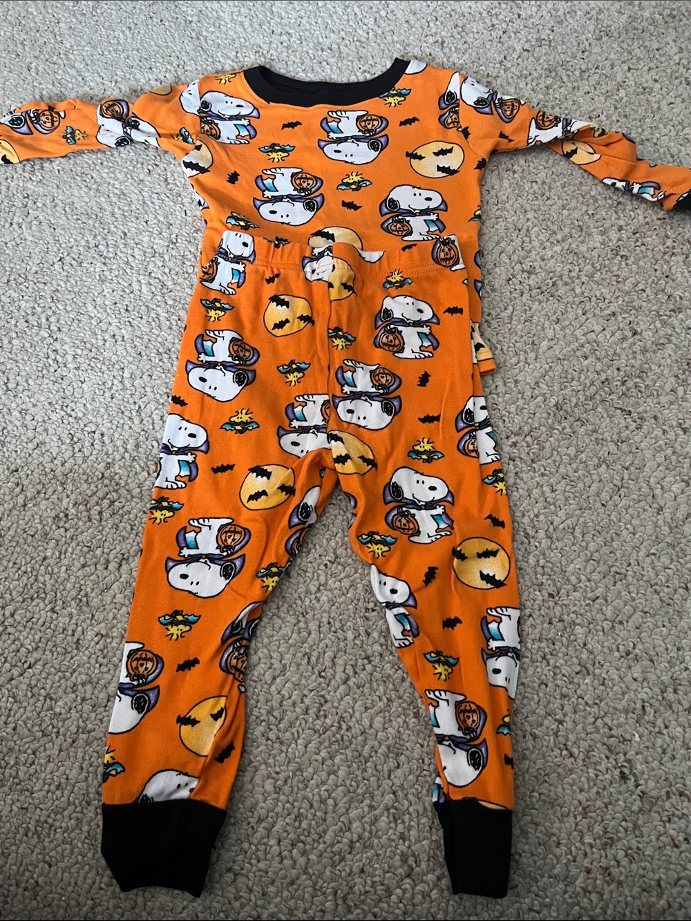 Peanuts Orange Snoopy Halloween Two Piece Pajama Set
